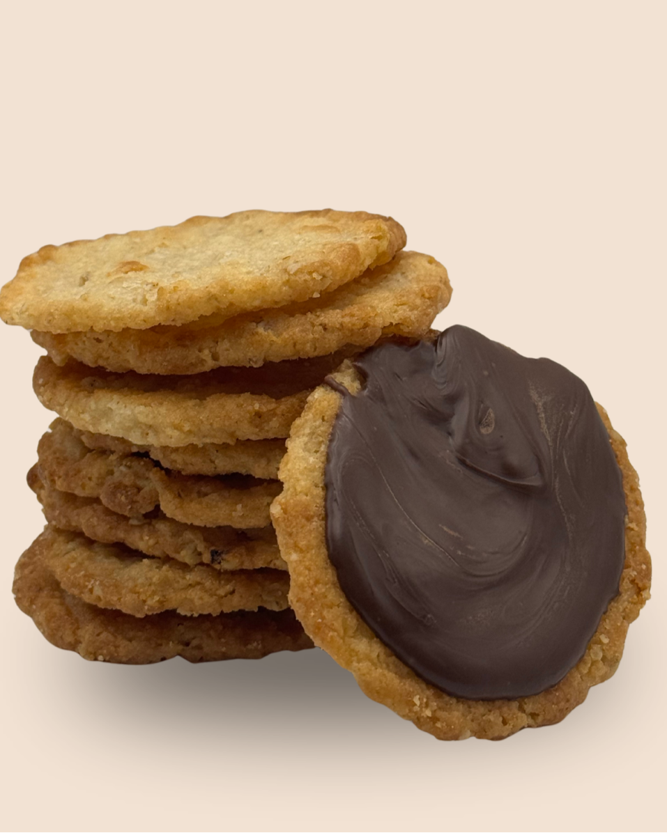 Chocolate Filled Oat Crisp Cookies